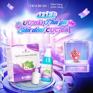 Combo 4 Muối Vệ Sinh Phụ Nữ LilyFresh, Dung Dịch Vệ Sinh Trầu Không Hỗ Trợ Giảm Mùi Giảm Ngứa Chai 100ml